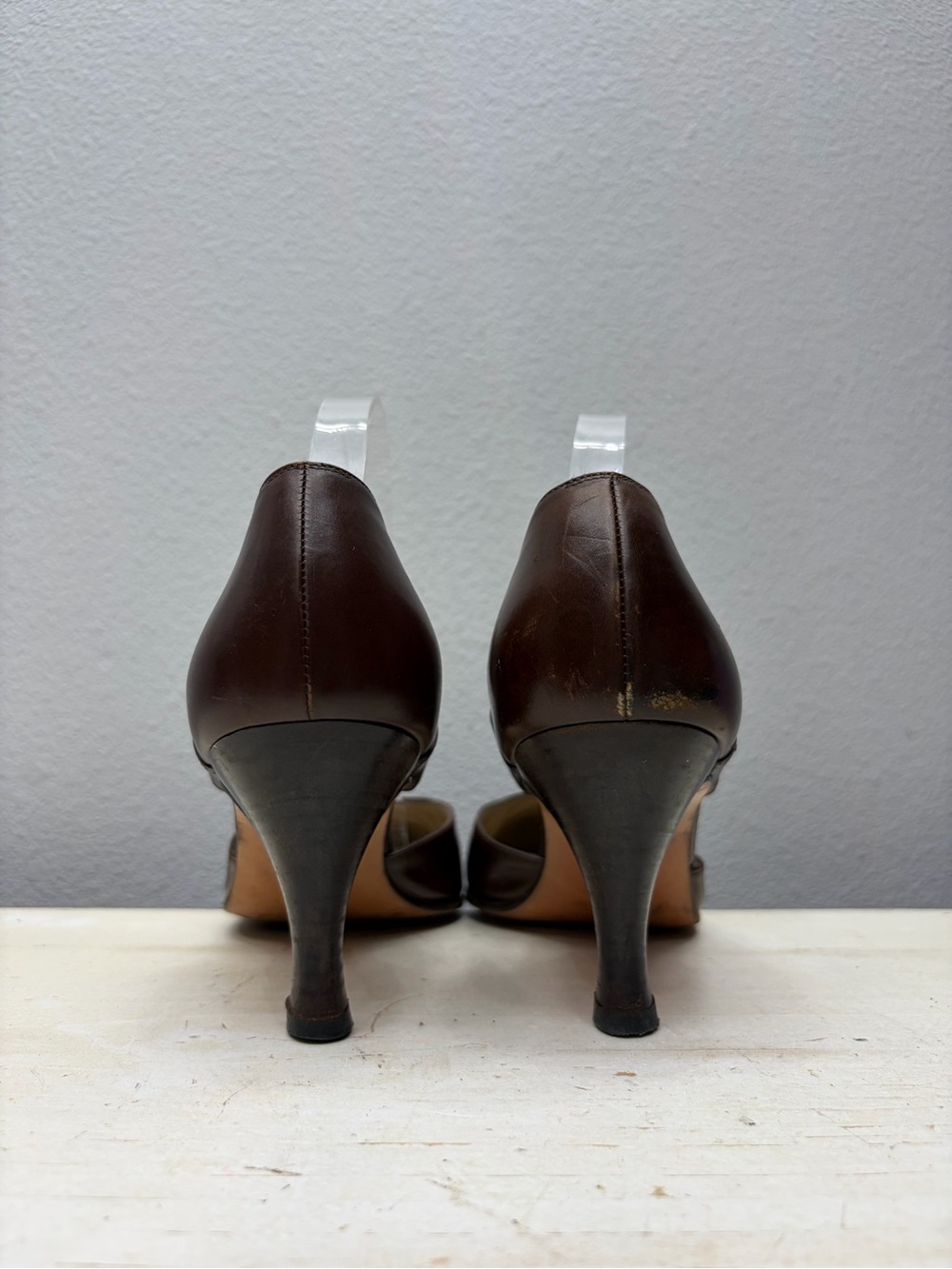 Salvatore Ferragamo Brown Leather Mary Jane Pumps Size 9 - Picture 5 of 8